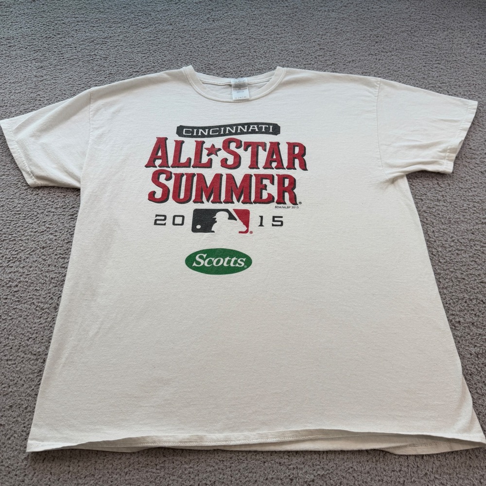 Gildan Mens 2015 Cincinnati MLB All-Star Summer Reds T-Shirt XL Cream